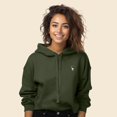 thumbnail image 3 of Dalix Astronaut Embroidered Fleece Cropped Hoodie Cold Fall Winter Women in Military Green 2XL XX-Large, 3 of 5