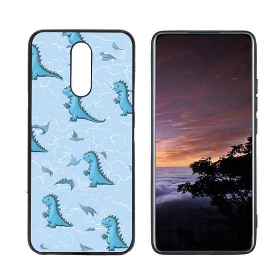 Blue-DIno Phone Case, Degined for LG X4 Case Men Women, Flexible Silicone Shockproof Case for LG X4