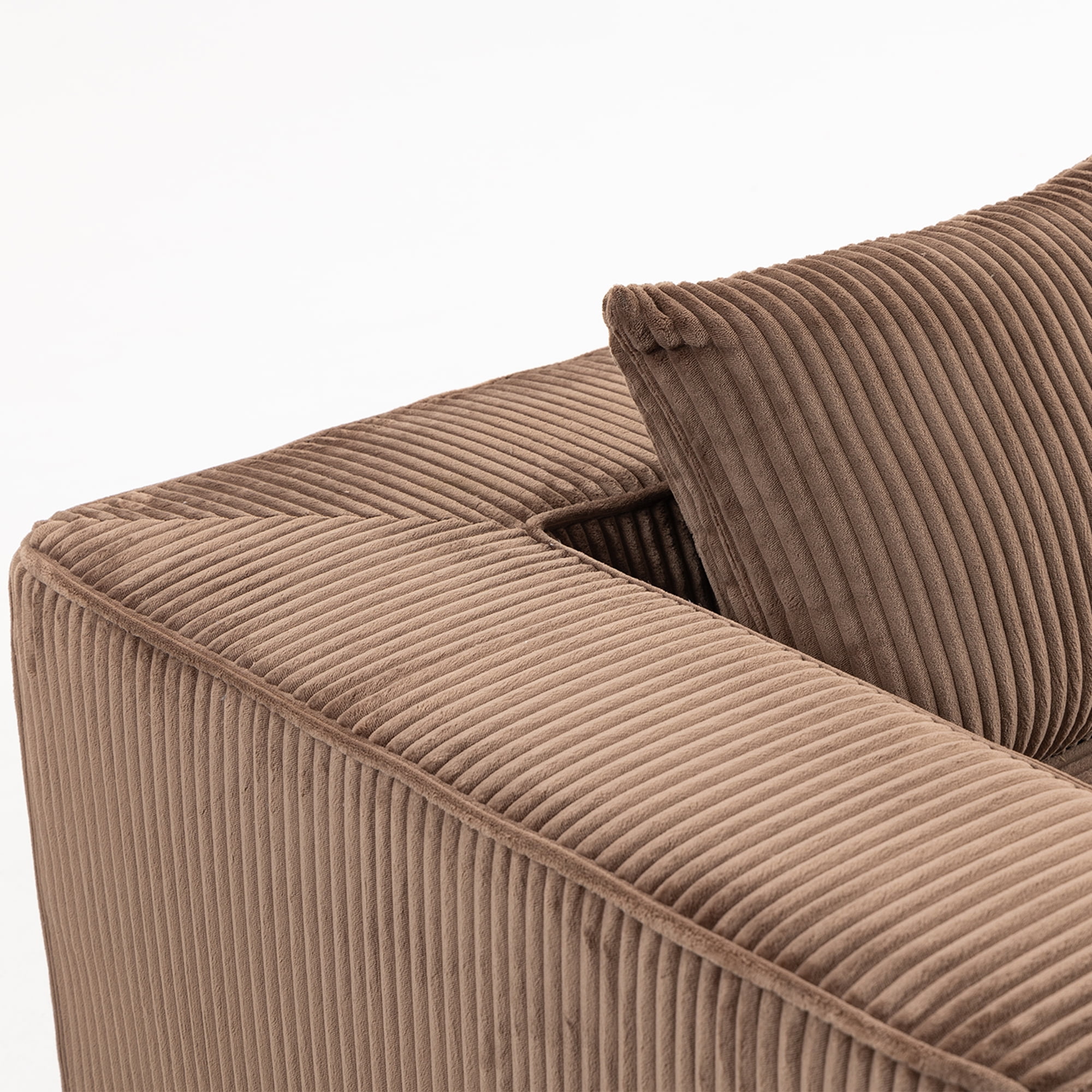 Demi Bonn 111" Modular Sectional Sofa Couchesk, Corduroy 3 Seat Couch Memory Foam Couches for Living Room, Cloud Couch, Brown