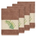 thumbnail image 2 of Authentic Hotel and Spa  Turkish Cotton Palm Fronds Embroidered Latte Brown 4-piece Hand Towel Set, 2 of 3