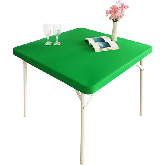 Cocktail Fitted Spandex Stretch Square Table Covers Caps Elastic Square Tablecloth Green Table Topper 36x36 Inch