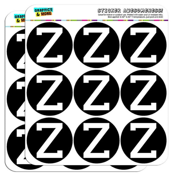 Letter Z Initial Black White 2" Scrapbooking Crafting Stickers