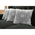 thumbnail image 2 of Ambesonne Floral Throw Pillow Cover 4 Pack, Mandala Black White, 16", Black White, 2 of 6