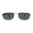 thumbnail image 5 of Mens Classy Narrow Rectangle Metal Rim Hustler Fashion Sunglasses Gold - Green, 5 of 8