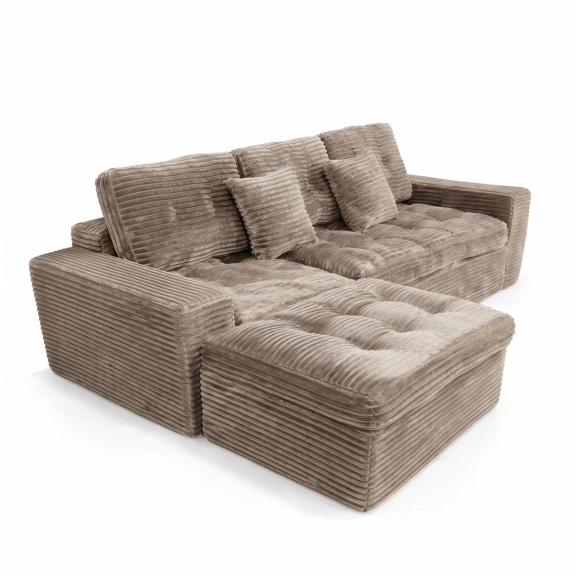 Modular L-Shaped Sectional Sofa with Ottoman, 105'' Cloud Sofa Set, 3-Seat Modular Sofa Couch for Living Room, DIY Combination