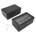thumbnail image 2 of Caja De Almacenamiento Para Relojes, 12 Ranuras, Caja Para Relojes Con Tapa De Vidrio Transparente De Cuero PU De Doble Capa Para Joyería Para Anillos, 2 of 7