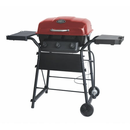 Expert Grill 3 Burner 30,000 BTU Gas Grill with Side Shelves, Red, (Best Low Price Gas Grill)