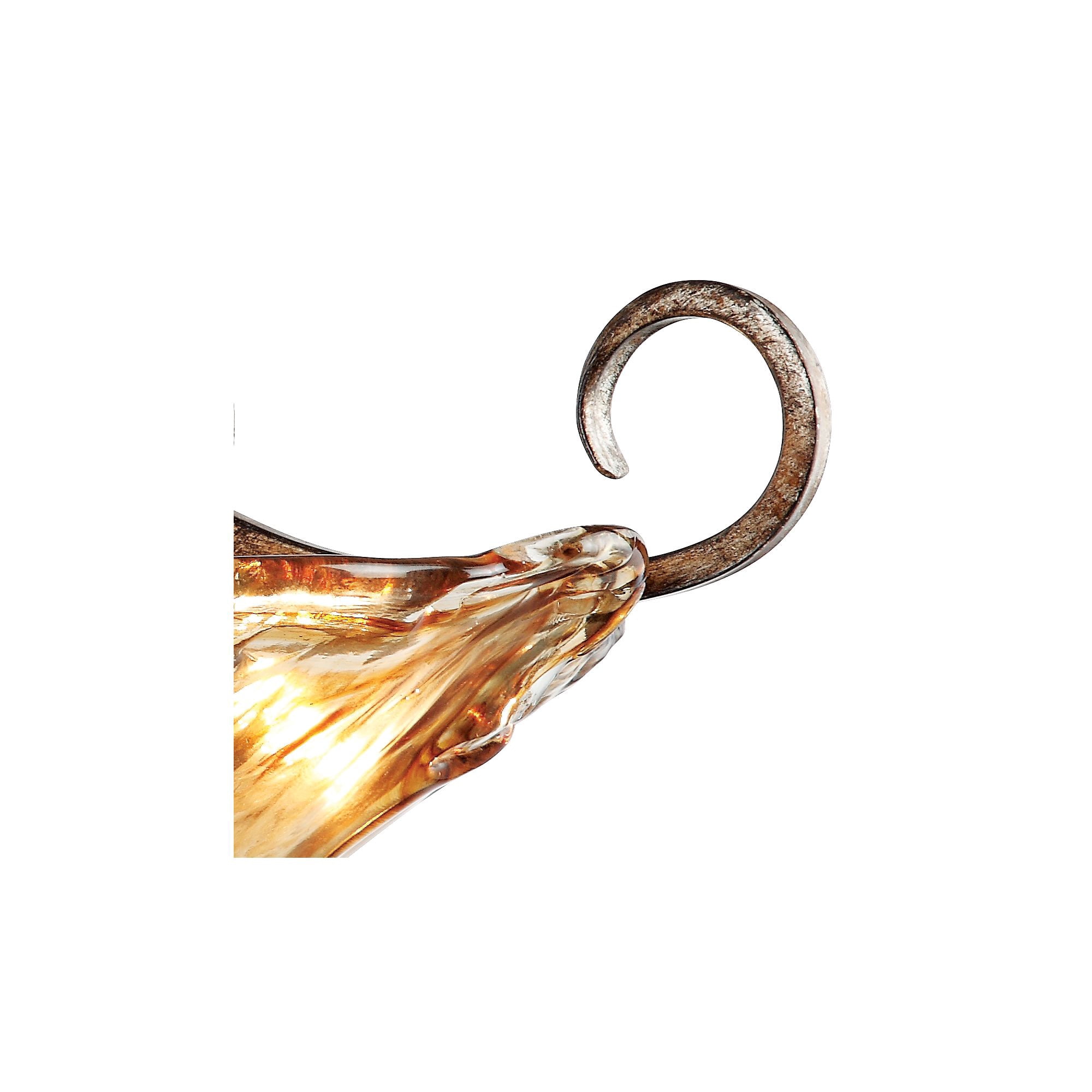 Franklin Iron Works Amber Scroll Modern Ceiling Light Semi Flush Mount Fixture 20 1/4" Wide Golden Bronze Art Glass for Bedroom Kitchen Living Room