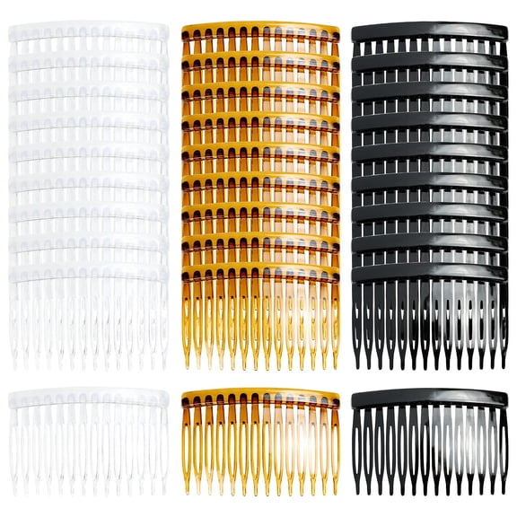 30 Pack Small Clear White Plastic Hair Side Combs Slide Bun Holder with 14 Teeth DIY Headpieces Thin Fine Hair Clips Grips French Twist Barrettes Accessories for Women Girls Wedding Brides Veil