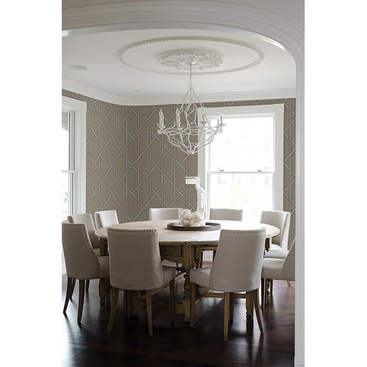 Kenneth James Mandara Taupe Trellis Wallpaper, 20.5-in by 33-ft, 56.4 sq. ft