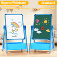thumbnail image 2 of Art Easel for Kids, Double Sided Magnetic Kids Easel, Adjustable 360°Rotating Whiteboard & Chalkboard for Boys and Girls, Blue, 2 of 9