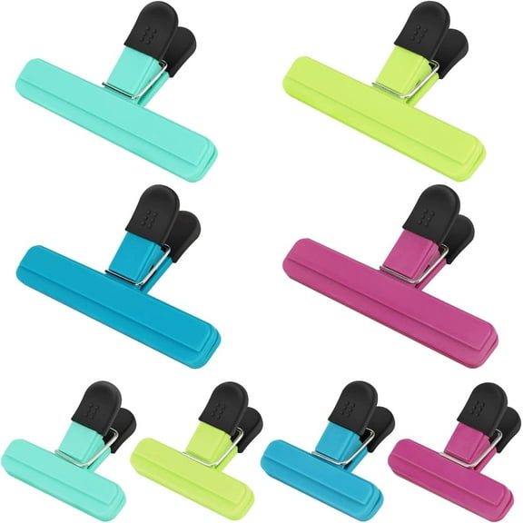 Chip Clips, 8 Pack Food Clips, Upgrade Wide Open Bag Clips for Food Storage with Air Tight Seal Grip (4 x L, 4 x S)