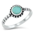 thumbnail image 4 of CHOOSE YOUR COLOR Round Bali Boho Simulated Turquoise Ring .925 Sterling Silver Band Blue CZ Female Size 7, 4 of 4