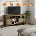 thumbnail image 3 of Acekid Rattan TV Stand with Storage Place, 58" Boho TV Stand Living Room, Farmhouse Media Console with 4 Open Selves and 2 Rattan Door Cabinets, 3 of 7
