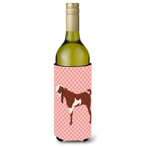 Jamnapari Goat Pink Check Wine Bottle Beverge Insulator Hugger