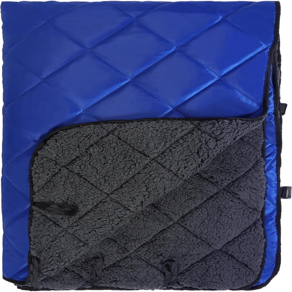 REDCAMP Large Camping Blanket with Sherpa Lining, Cold Weather Warm Outdoor Blanket Windproof for Camping Stadium, Machine Washable 59"x 79"，Black