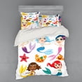thumbnail image 1 of Ambesonne Colorful Bedding Set 4 Pcs, Mermaids Sea Friends, Queen, Multicolor, 1 of 3
