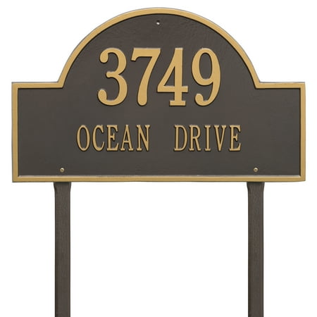 Personalized Whitehall Products Estate Lawn 2-Line Arch Marker in Bronze/Gold