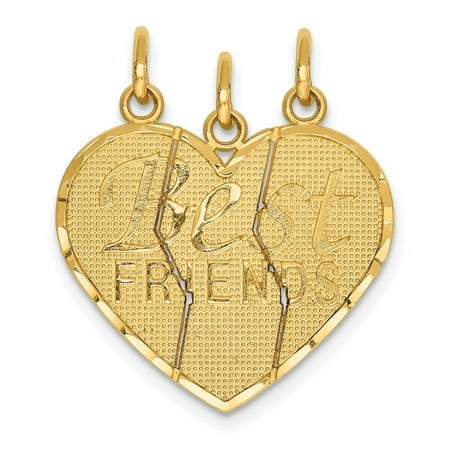 Diamond2Deal 14K Yellow Gold 3 piece Break-apart BEST FRIENDS Pendant for Women Set