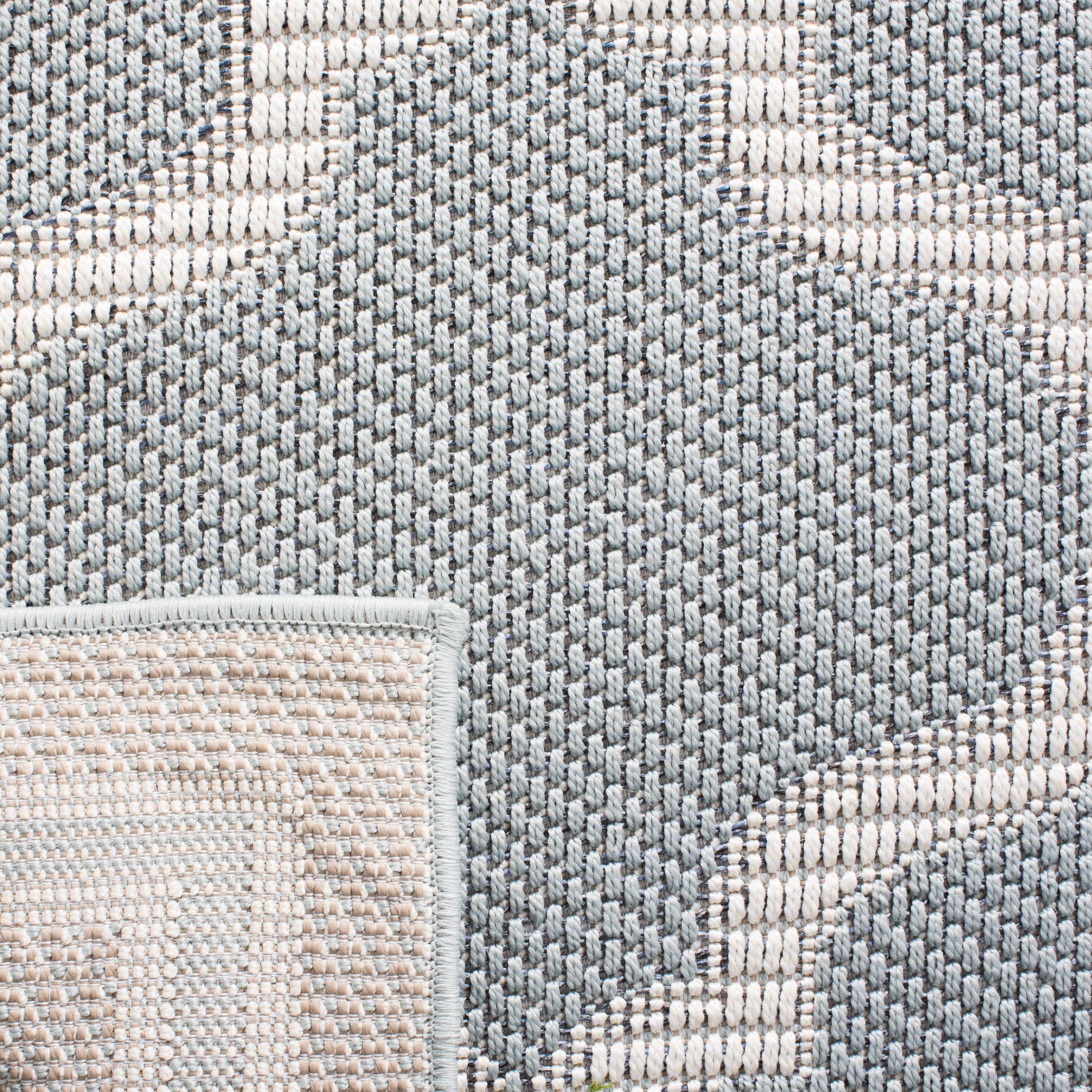 SAFAVIEH Martha Stewart Ashen Indoor Geometric Indoor/Outdoor Area Rug, Aqua/Cream, 9' x 12'