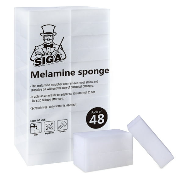 MR.SIGA Multi-Functional Eraser Sponge, Magic Cleaning Pads for Kitchen Household Cleaning, 48 Count, Size 3.1" x 2" x 1"