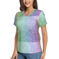 thumbnail image 2 of Fuzoiu Beautiful Glitter Print Women's Classic V-Neck T-Shirt, Short Sleeve V Neck Tees for Casual Everyday Wear,Casual Fit Tee,Summer Fashion Tops-Large, 2 of 5
