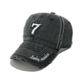 thumbnail image 1 of Gorra de béisbol lisa de algodón bordada con el número 7 desgastado, 1 of 1