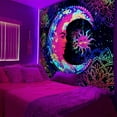 thumbnail image 1 of Innerwin Blacklight Bedspread Psychedelic Tapestry Bohemian Mandala Tapestries Trippy Dorm Room Blanket Decor Hippie Wall Hanging Art Moon and Sun 59.06 x 51.18 in, 1 of 3