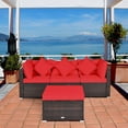 thumbnail image 4 of Gymax 4PCS Rattan Patio Conversation Furniture Set Yard Outdoor w/ Red Cushion, 4 of 10