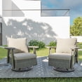 thumbnail image 4 of MeetLeisure 2-Piece Outdoor Polyethylene (PE) Wicker Swivel Rocker Chair，Beige, 4 of 10