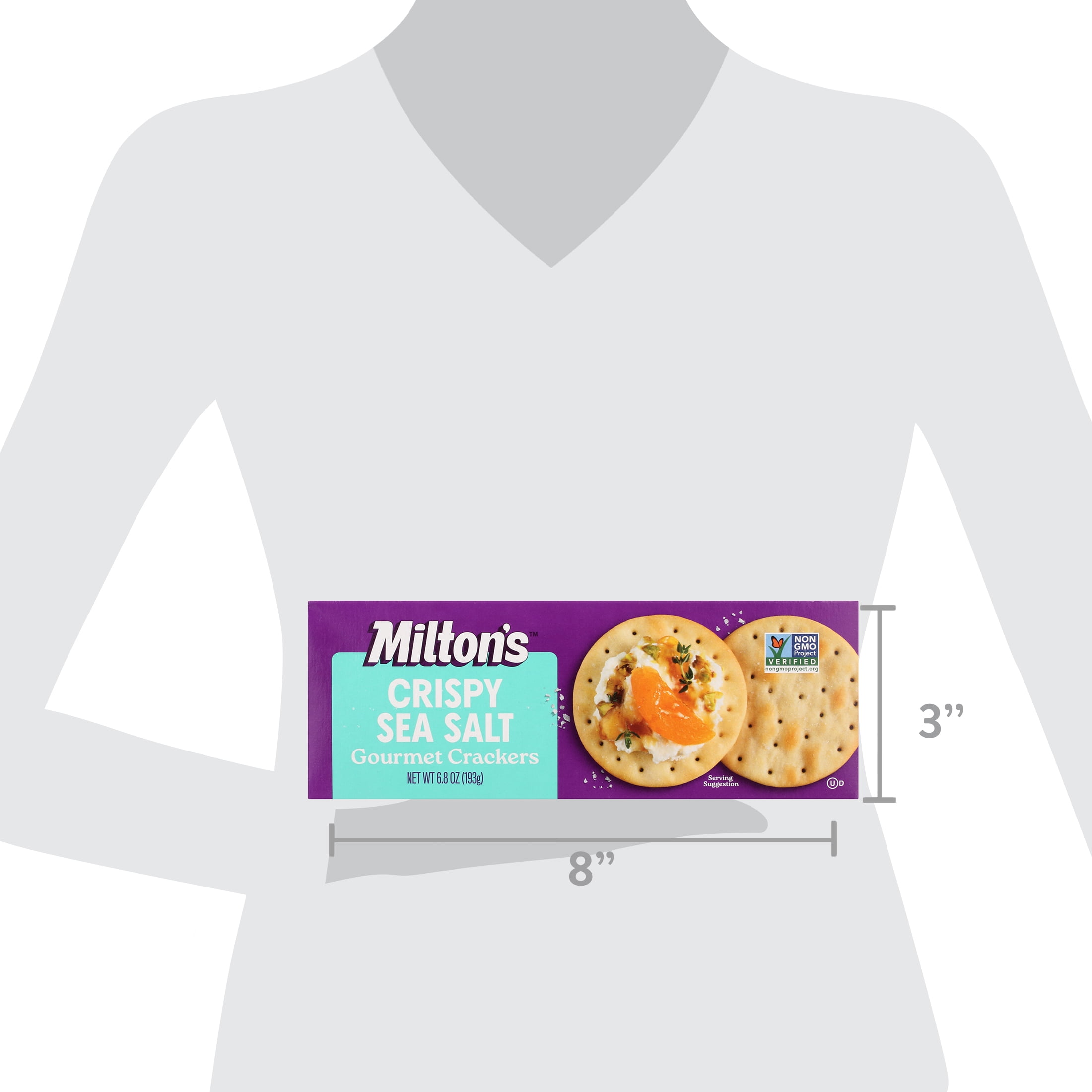 (6 pack) Milton's Gourmet Crackers - Crispy Sea Salt, 6.8oz, Cardboard Box
