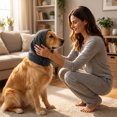 thumbnail image 2 of FEOLGEHLY Dog Ear Muffs & No Shake Ear Wrap for Hematoma, Bathing Swim& Noise Anxiety Relief- Elastic Waterproof Ear Protector with Calming Hoodie Dog Cat Calming Band for Grooming/Head Ear Cover(L), 2 of 9