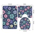 thumbnail image 3 of Pioneer Flower Floral Print Pattern Bathroom Rugs Sets 3 Piece,Toilet Cover Set,Absorbent Non Slip Bathroom Mats Sets with U-Shaped Contour Rug Toilet Rug Set, 3 of 5