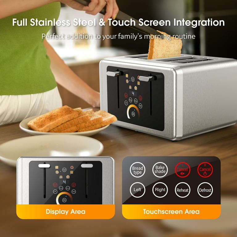 WHALLULTRA Touchscreen Toaster 4 Slice Stainless Steel, 6  display picture 1