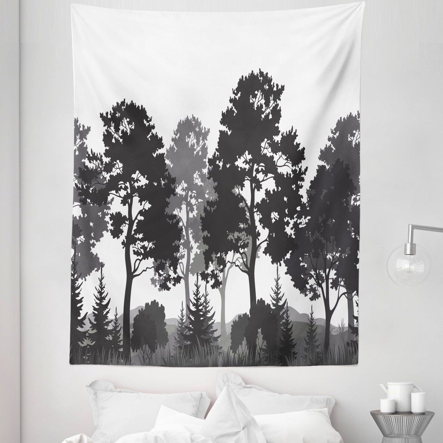 Black and white forest tapestry sale