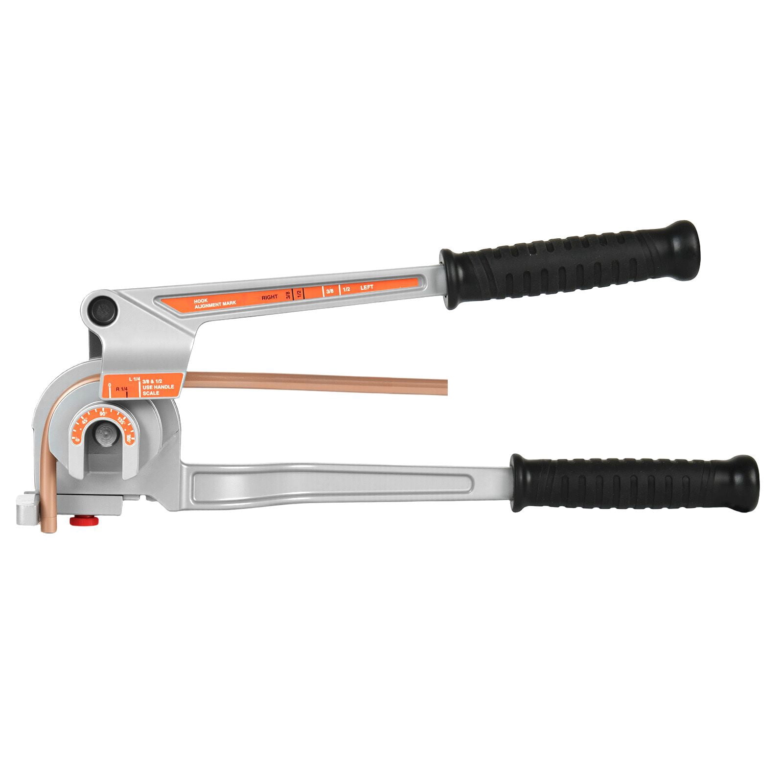 Pipe Tube Bender 3-in-1, 1/4" 3/8" 1/2" OD with 15.7 Inch Handle, 0-180° Bending, Aluminum Alloy, Ergonomic Rubber Handle for Copper Aluminum Pipe HVAC