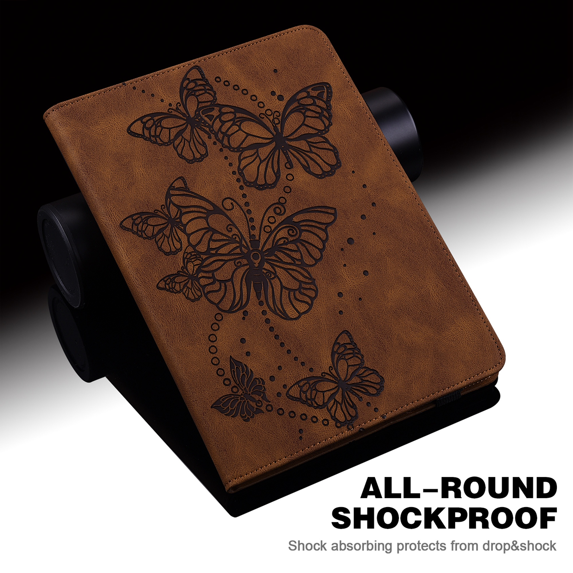 Allytech iPad 10th Gen Case, iPad 10.9" 2022 Case, PU Leather Butterfly Embossed Shockproof Auto Sleep Wake Pencil Holder Kickstand Elastic Band Protective Case Cover for Apple iPad 10th Gen 10.9"