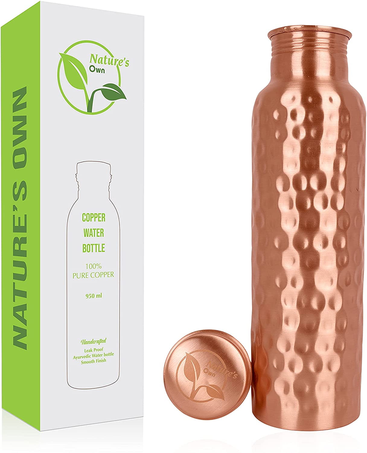 Pure Copper Handcrafted Water Bottle 950.ML Free Shipping 