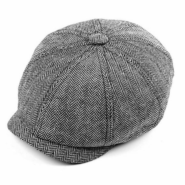 Jiaia Men's Classic Herringbone Tweed Wool Blend Newsboy Ivy Hat