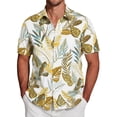 thumbnail image 3 of Beach Shirts for Men Vacation Summer Short Sleeve Button Down Lapel Loose Comfortable Breathable Hawaiian Shirt Yellow M, 3 of 5