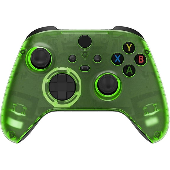 eXtremeRate Clear Green Replacement Faceplate Front Housing Shell for Xbox Core Wireless Controller