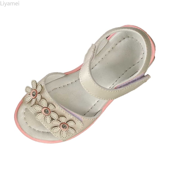 Liyamei Breathable Girls Sandals For Toddler Kids Lightweight Comfortable Casual Outdoor Play Shoes For Ages 1 10 Years Girls Summer Sandals Size Beige 1.5-2 Years