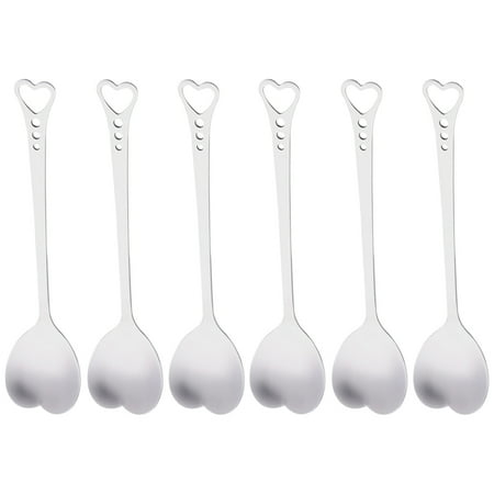 

6pcs Heart Shaped Spoons Coffee Spoons Stainless Steel Coffee Stirring Spoons