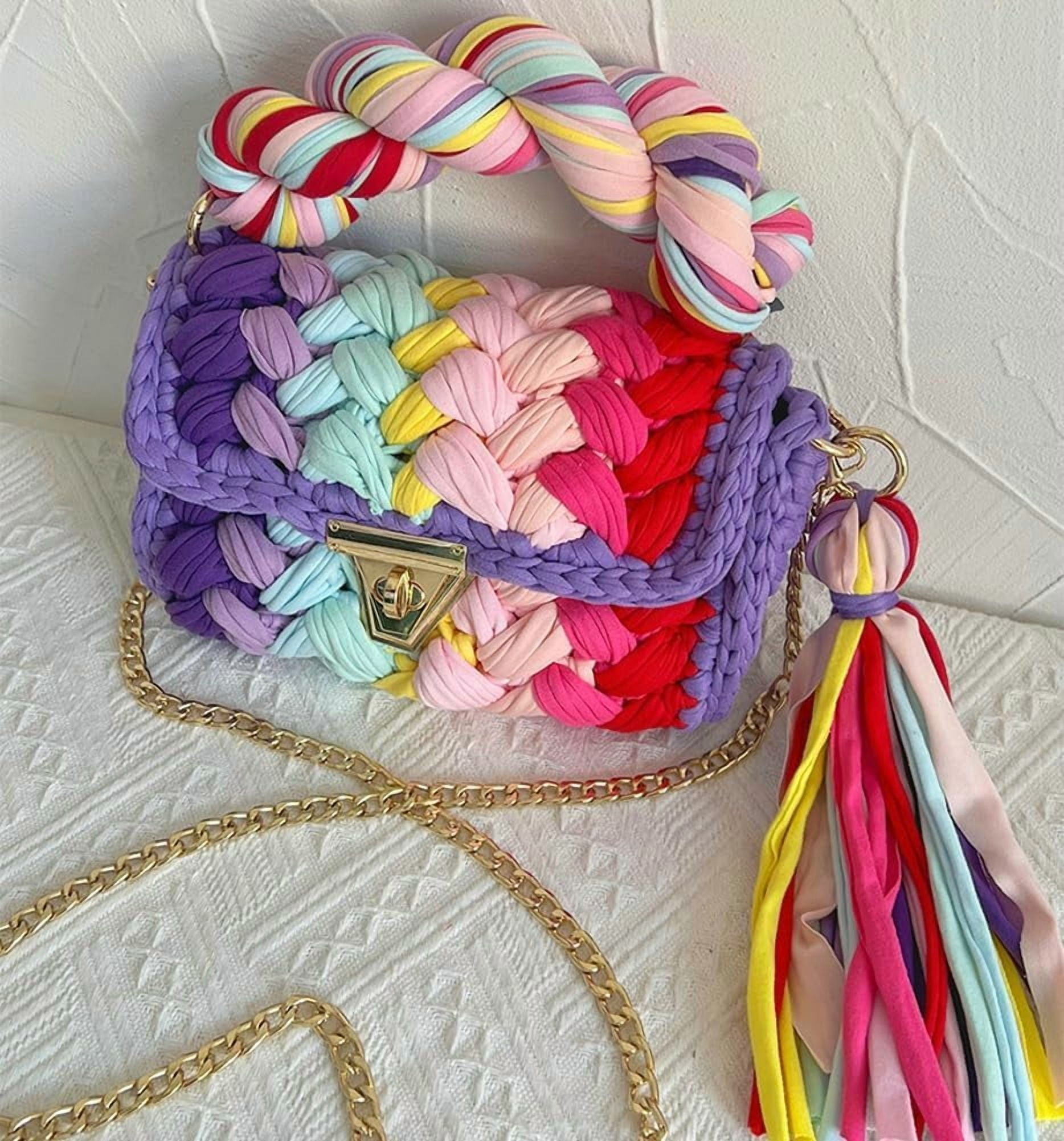 Women's Handbags Wallets Crossbody Bags Women's Thick Line Knitting Shoulder Bags Crochet Handbags Hand Knitting Handbags Clutch Flap Evening Bags
