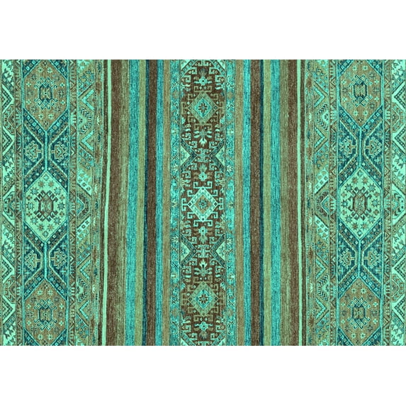 Ahgly Company Indoor Rectangle Abstract Turquoise Blue Modern Area Rugs, 7' x 10'