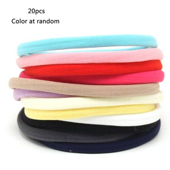 RYUJNDK Baby Girls Headbands Hair Bows Stretchy Nylon Hairbands for Newborn Infant Mix Color Elastic Hair Band Wraps