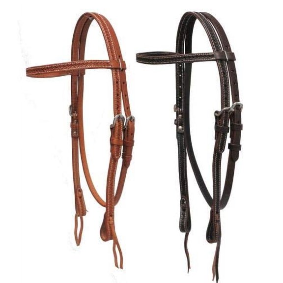 Showman Argentina Cow Leather Browband Headstall w/ Basket Weave Tooling (Dark)