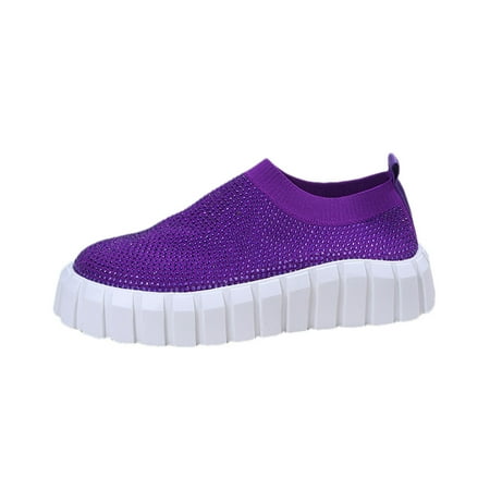 

House Slippers Womens House Shoes Ladies Thick Soled Solid Color Shoes Mesh Breathable Casual Sports Shoes Purple