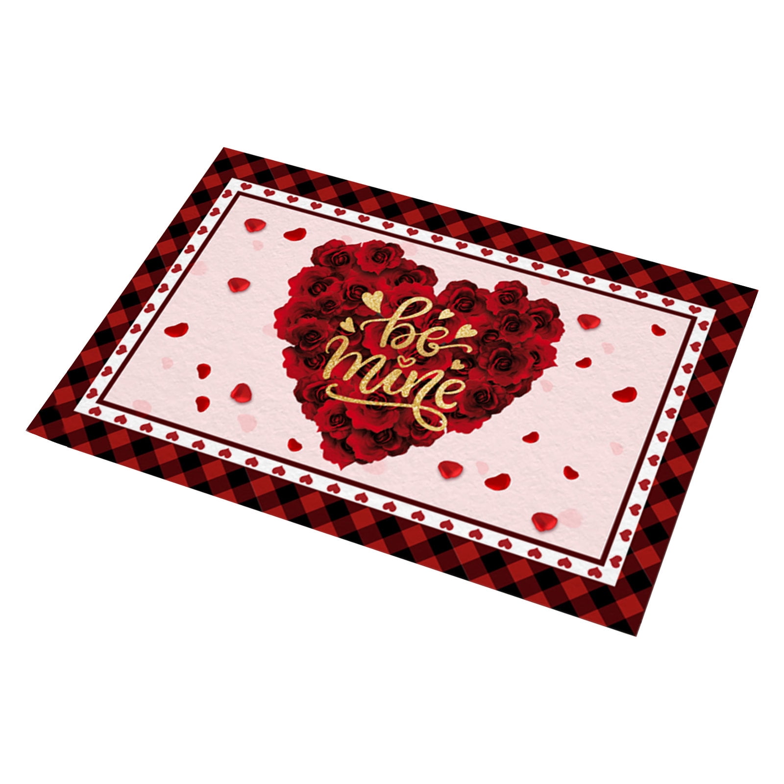 WUJDF Valentines Day Door Mat,Red And White Love Hearts Indoor Outdoor Non-Slip Doormat,Entryway Front Porch Valentine's Day Welcome Mat for Entrance Decor (1Pc/27.5"X15.7")