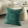 thumbnail image 3 of Fancy Homi Set of 2 Teal Boho Decorative Throw Pillow Covers 18x18 inch for Living Room Bedroom Couch Bed Sofa, Modern Farmhouse Home Decor, Soft Striped Patchwork Plaid Corduroy Accent Cushion Case, 3 of 5